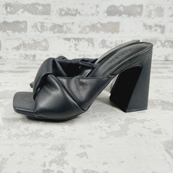 NEW Open Edit Saydee Black Block Heel Slip On Square Toe Sandals T70 - Picture 1 of 13